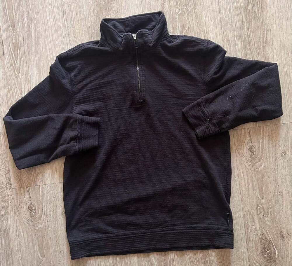 Calvin Klein Jeans Men's Black Ribbed Quarter-Zip Pullover Sweater